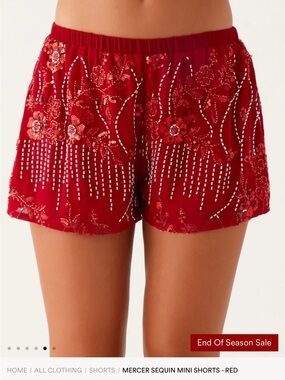 Mercer Sequin Mini Shorts - Red
